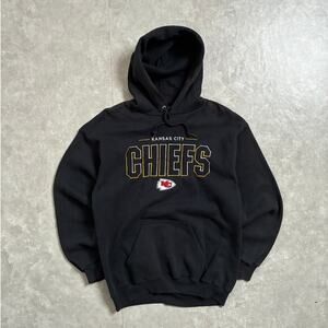 90s Vintage Kansas City Chiefs Black Hoodie -M